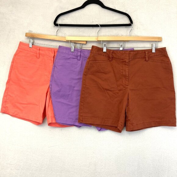 Lands' End Pants - Lot of 3 Lands' End Chino Shorts Womens 10 Coral Purple Brown Casual Cotton